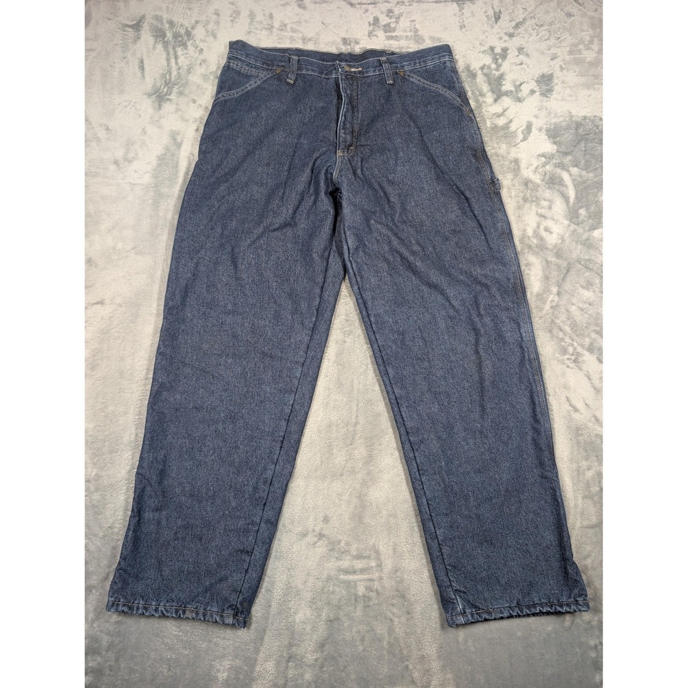 Wrangler Authentic Issue Carpenter Jeans Mens 34x31 Blue Relaxed Fleece Lined